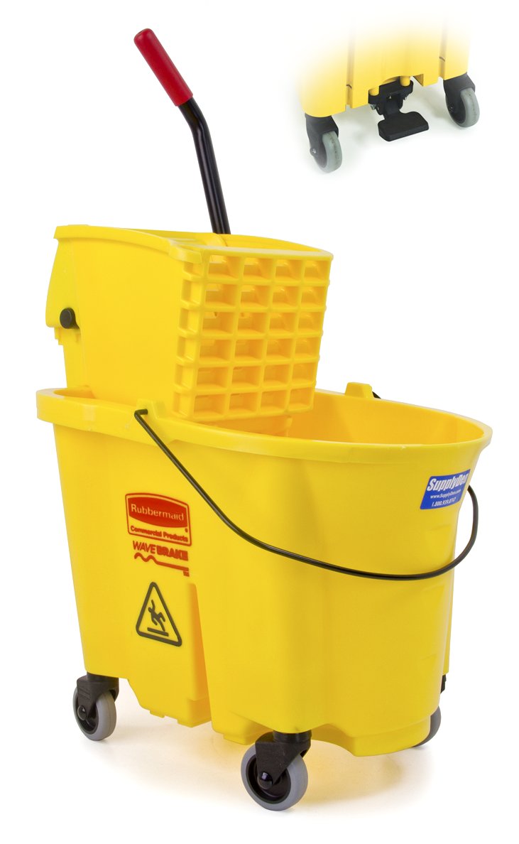 Cleaning Tools & Supplies, Mop Buckets & Wringers, Rubbermaid WaveBrake  Side Press Mop Bucket & Wringer Combo