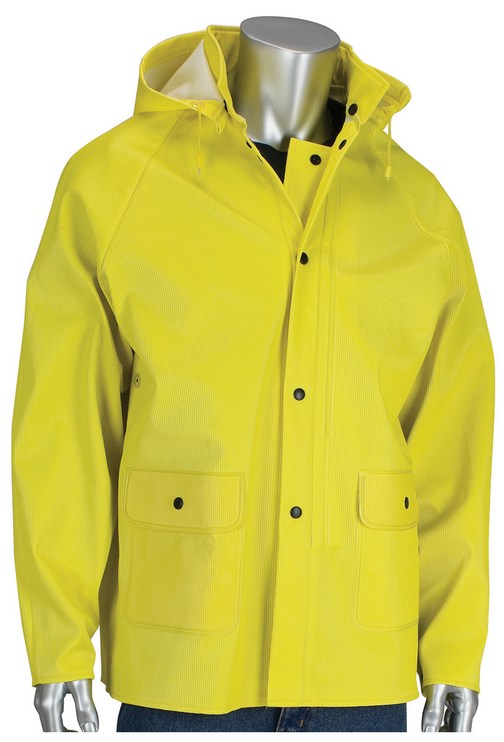 Flex Ribbed PVC Jacket with Hood Yellow 4X Large SupplyDen