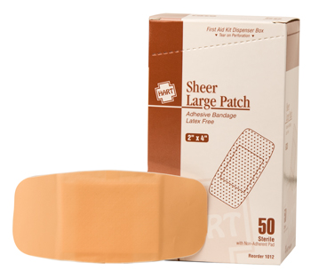 Sheer Large Patch Adhesive Bandages - 2 x 4, Latex Free, 50 per