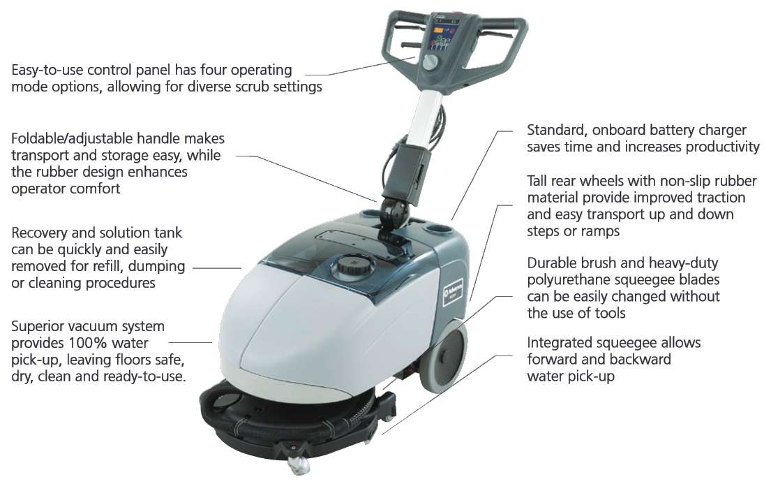 Advance SC351 AGM Battery Operated 14" Micro Scrubber 3 Gallon