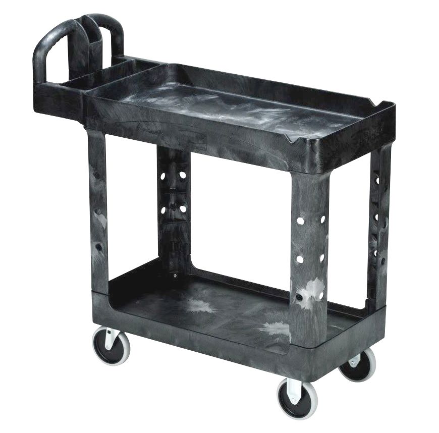 Rubbermaid Two Shelf Cart with 4" Swivel Casters Black SupplyDen