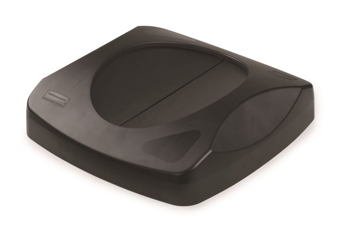 Rubbermaid Untouchable Swing Top Lid Black SupplyDen