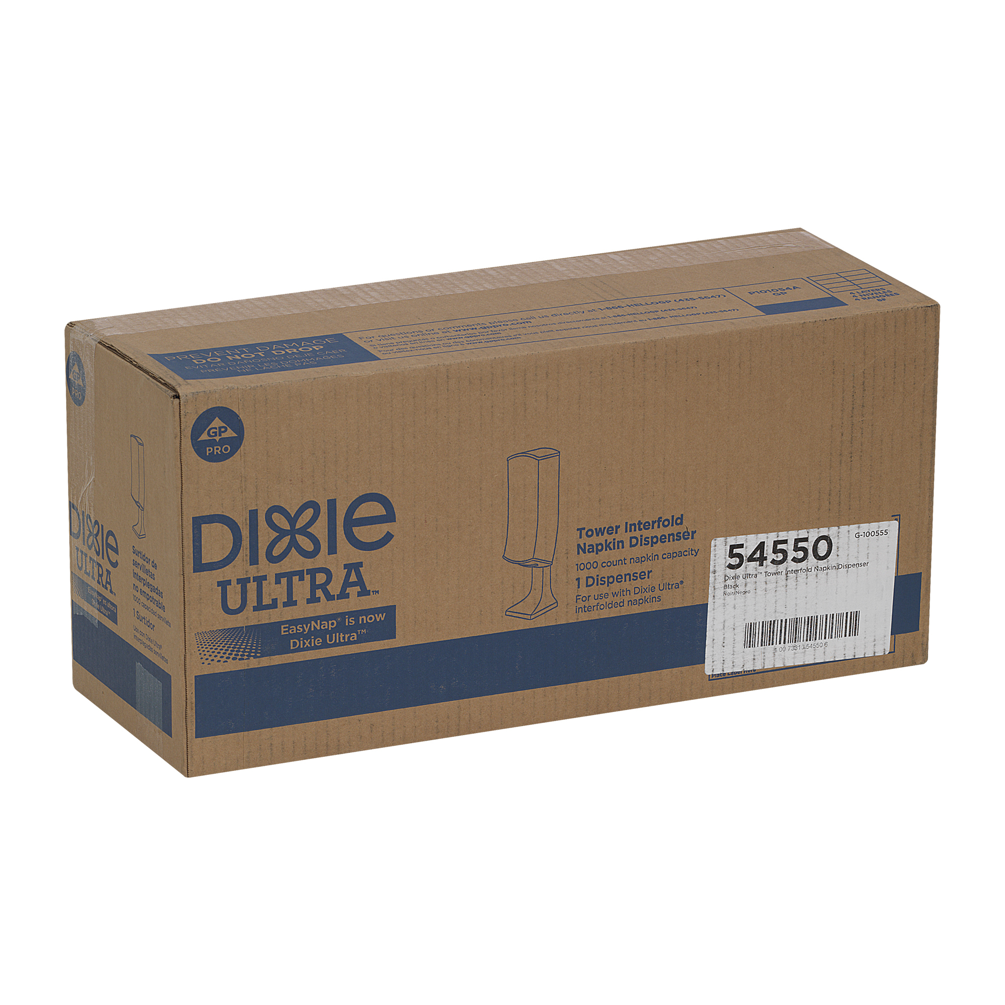 GP Pro 54550 Dixie Ultra Tower Interfold Napkin Dispenser Black