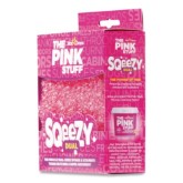 The Pink Stuff Sqeezy Dual-Sided Sponge and Scrubber, 4" x 5.3", 3.8" Thick, Pink/Ivory