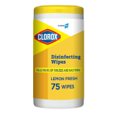 Clorox 15948 Crisp Lemon Bleach Free Disinfecting Wipes - 75 count, 6 per case