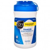 Sani Hands 6 inch x 5 inch White Instant Sanitizing Wipes - 150 per canister, 12 canisters per case