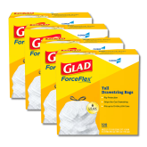 Glad Drawstring Tall Kitchen 24" x 27" .95 Mil Can Liner, 13 Gallon - White