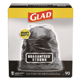 Glad Drawstring Outdoor 30" x 33" 1.05 Mil Can Liner, 30 Gallon - Black, 90 Count