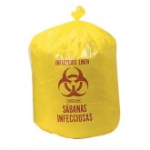 PowerFull 31" x 43" 1.2mil Infectious Linen Liners, 33 Gallon - Yellow Printed, on Rolls