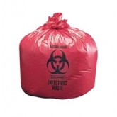 PowerFULL 24" x 24" 1.2mil Infectious Waste Liners, 10 Gallon - Red Printed, on Rolls