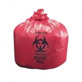 PowerFULL 24" x 33" 1.2mil Infectious Waste Liners, 15 Gallon - Red Printed, on Rolls