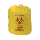 PowerFULL 40" x 46" 1.2mil Infectious Waste Liners, 40-45 Gallon - Yellow Printed, on Rolls