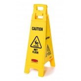 Rubbermaid 4-Sided Floor Safety Sign with "Caution Wet Floor" Imprint