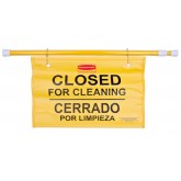 Rubbermaid Expandable Safety Hanging Sign with Multi-Lingual "Closed for Cleaning" Imprint