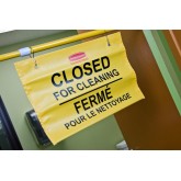 Rubbermaid Expandable Safety Hanging Sign with Multi-Lingual "Closed for Cleaning" Imprint