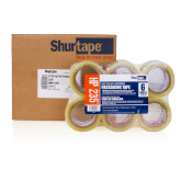 Shurtape HP235 2mil Hot Melt Carton Sealing Tape for Recycled Cartons 2” x 110yd, Clear