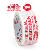 Pre-Printed 2 mil Carton Sealing Tape - 2" x 110 yards, "Stop if Seal is Broken"