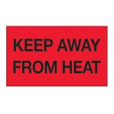 3" x 5" Pre-Printed Labels "Keep Away from Heat" - Fluorescent Red, 500 per Roll