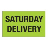 3" x 5" Pre-Printed Labels "Saturday Delivery" - Fluorescent Green, 500 per Roll