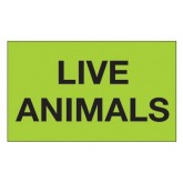 3" x 5" Pre-Printed Labels "Live Animals" - Fluorescent Green, 500 per Roll