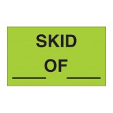 3" x 5" Pre-Printed Labels "Skid __ of __" - Fluorescent Green, 500 per Roll