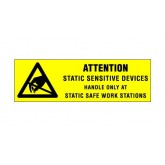 0.625" x 2" Yellow "Attention - Static Sensitive Devices" Labels