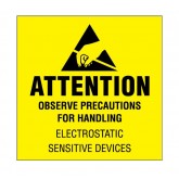 2" x 2" Fluorescent  Yellow "Attention - Observe Precautions" Labels