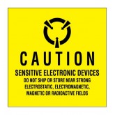 2" x 2" Fluorescent Yellow "Sensitive Electronic Devices" Labels