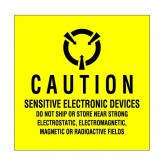 4" x 4" Yellow "Sensitive Electronic Devices" Labels