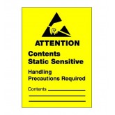 1.75" x 2.5" Yellow "Contents Static Sensitive" Labels