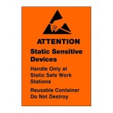 1.75" x 2.5" Orange "Static Sensitive Devices" Labels - Alternate Logo
