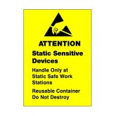 1.75" x 2.5" Yellow "Static Sensitive Devices" Labels