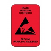 2" x 3" Fluorescent Red "Static Sensitive Contents" Labels