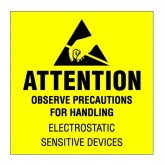 4" x 4" Yellow "Attention - Observe Precautions" Labels