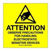 4" x 4" Yellow "Attention - Observe Precautions" Labels - Alternate Logo