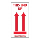 4" x 8" White with Red & Black "This End Up - Inside Packages Comply" Labels
