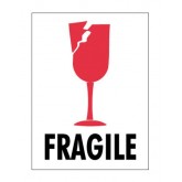 3" x 4" White with Red & Black "Fragile" Labels
