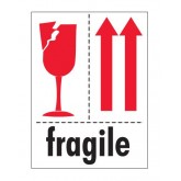 3" x 4" White with Red Two Up Arrows & Black "Fragile" Labels