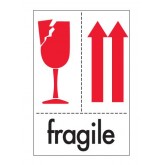 4" x 6" White with Red Two Up Arrows & Black "Fragile" Labels