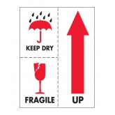3" x 4" White with Red & Black "Keep Dry Fragile" Labels