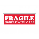 1.5" x 4" Red & White "Fragile - Handle With Care" Labels