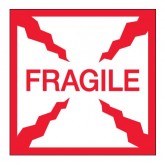 2" x 2" Red & White "Fragile" Labels