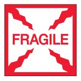 4" x 4" Red & White "Fragile" Labels
