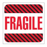 4" x 4" Red White & Black Striped "Fragile" Labels