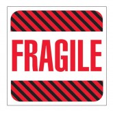 4" x 4" Red White & Black Striped "Fragile" Labels