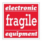 4" x 4" Red & White "Fragile - Electronic Equipment" Labels