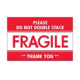 2" x 3" Red & White "Fragile - Do Not Double Stack" Labels