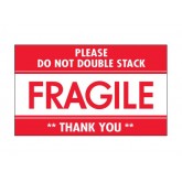 3" x 5" Red & White "Fragile - Do Not Double Stack" Labels