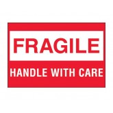 2" x 3" Red & White "Fragile - Handle With Care" Labels