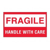 3" x 5" Red & White "Fragile - Handle With Care" Labels